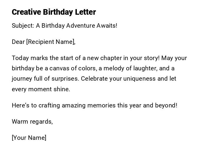 Creative Birthday Letter Creative Birthday Letter