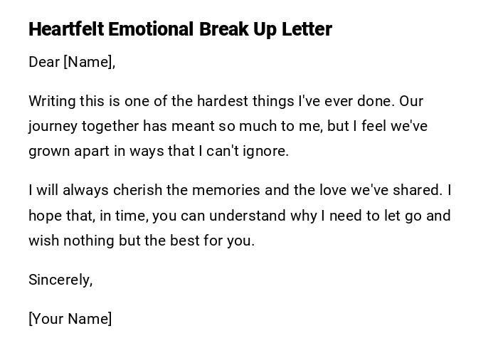 Heartfelt Emotional Break Up Letter Heartfelt Emotional Break Up Letter