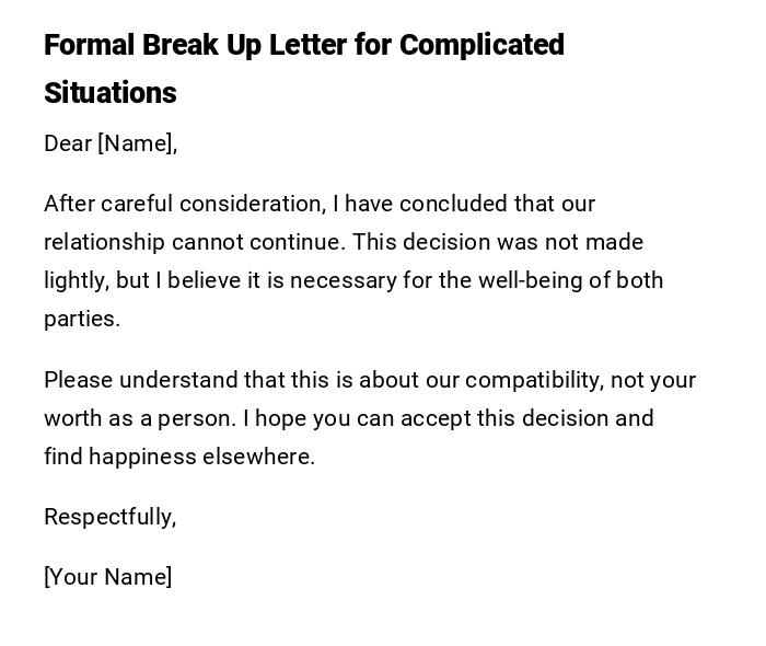 Formal Break Up Letter for Complicated Situations Formal Break Up Letter for Complicated Situations