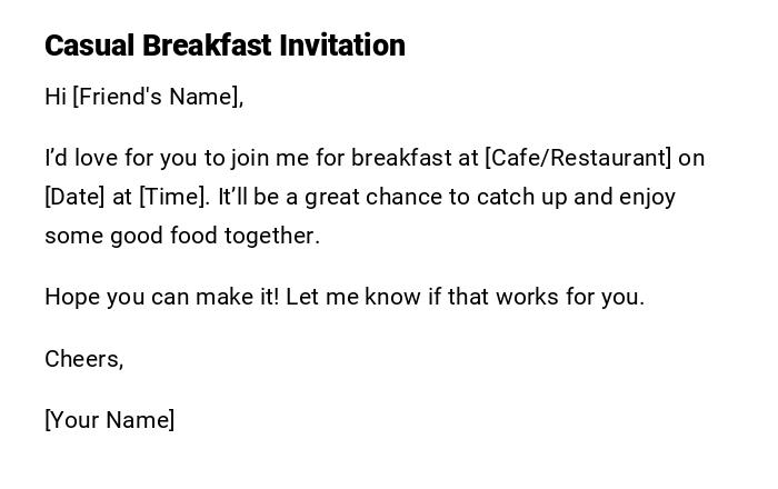 Casual Breakfast Invitation Casual Breakfast Invitation