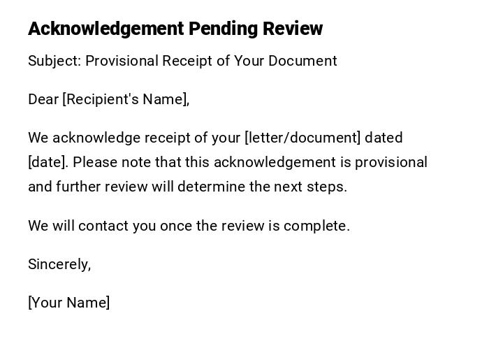 Acknowledgement Pending Review Acknowledgement Pending Review