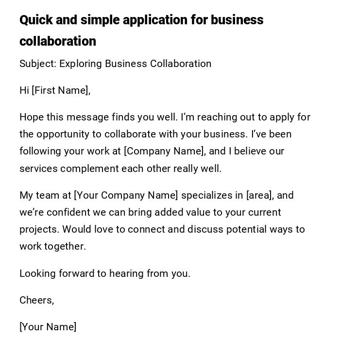 Quick and simple application for business collaboration Quick and simple application for business collaboration