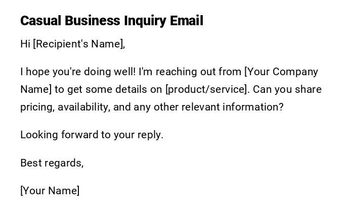 Casual Business Inquiry Email Casual Business Inquiry Email