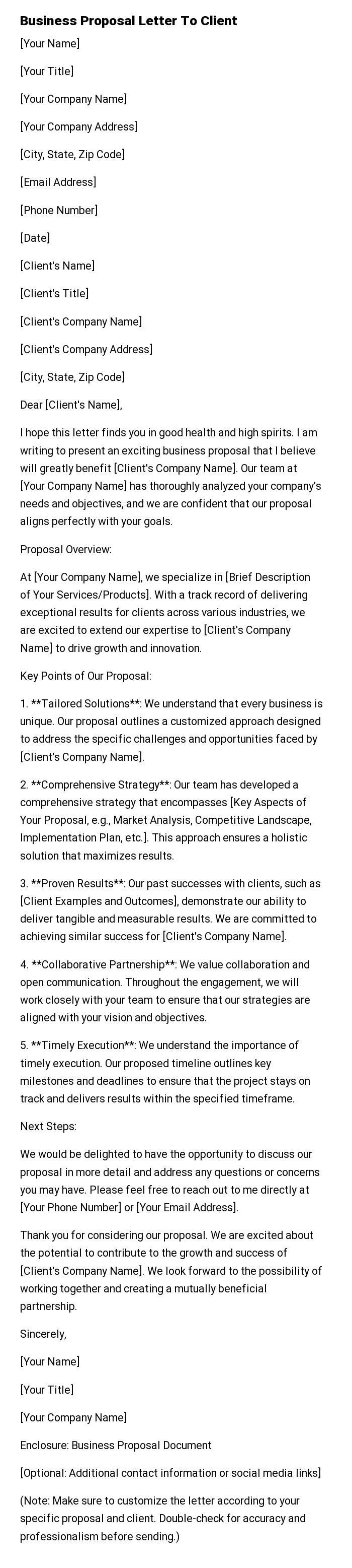 Business Proposal Letter To Client