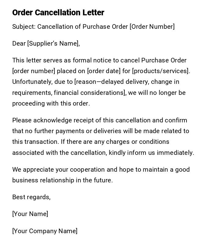 Order Cancellation Letter