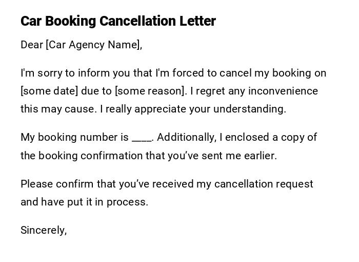 Car Booking Cancellation Letter Car Booking Cancellation Letter