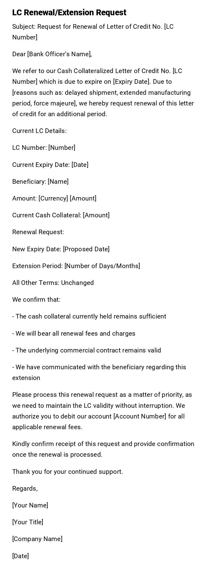 LC Renewal/Extension Request LC Renewal/Extension Request