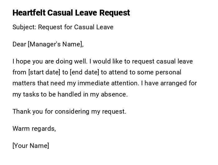 Heartfelt Casual Leave Request Heartfelt Casual Leave Request