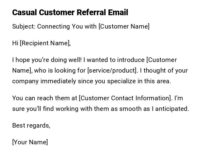 Casual Customer Referral Email
