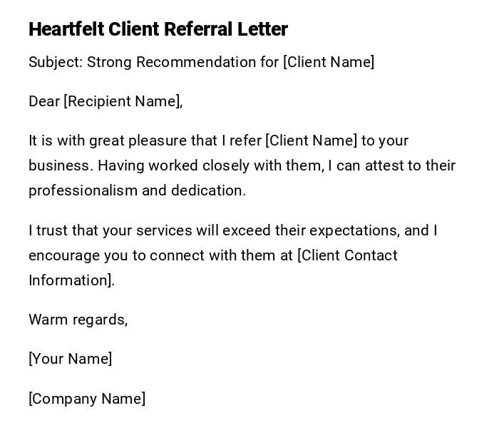 Heartfelt Client Referral Letter