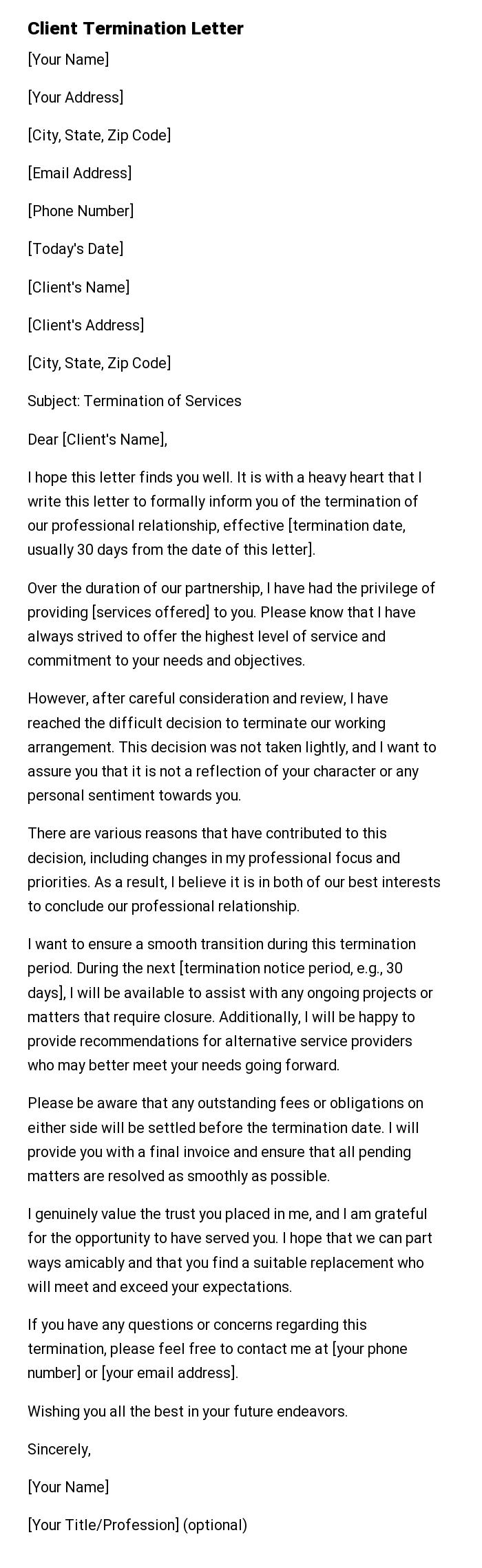 Client Termination Letter