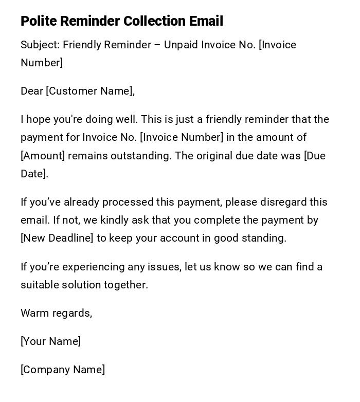 Polite Reminder Collection Email Polite Reminder Collection Email