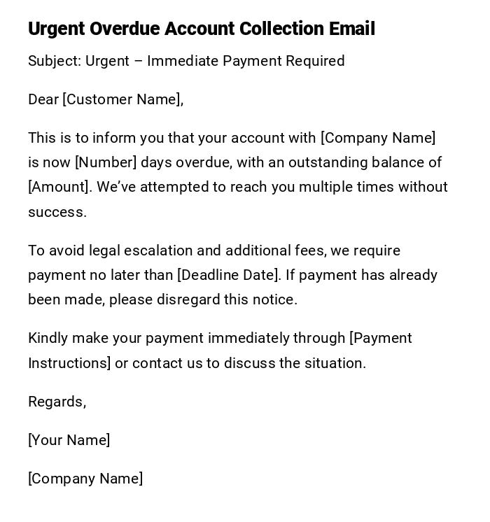Urgent Overdue Account Collection Email Urgent Overdue Account Collection Email