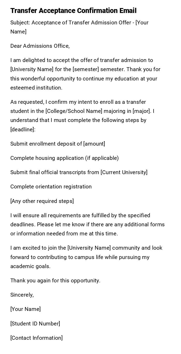 Transfer Acceptance Confirmation Email Transfer Acceptance Confirmation Email
