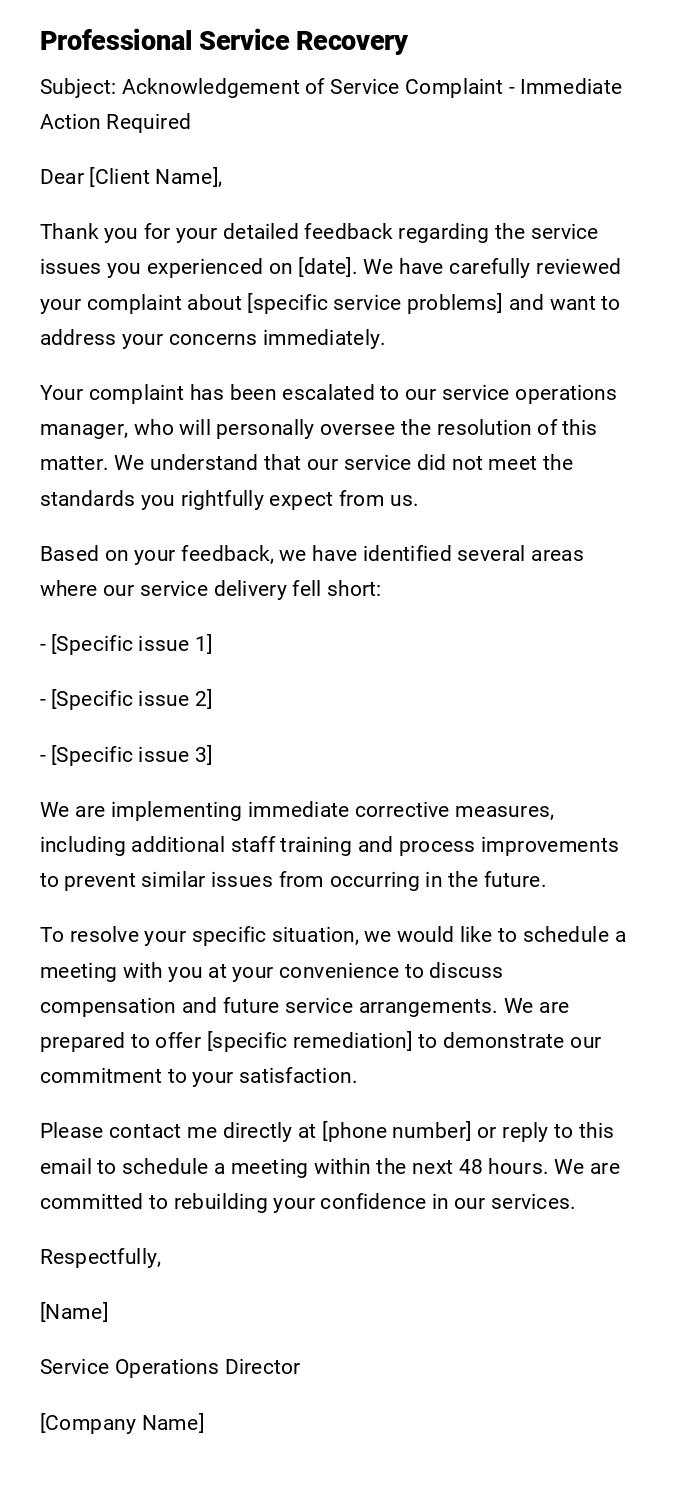 Professional Service Recovery Professional Service Recovery