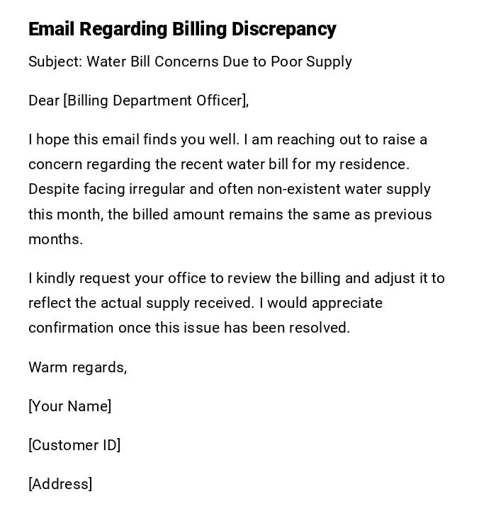 Email Regarding Billing Discrepancy Email Regarding Billing Discrepancy