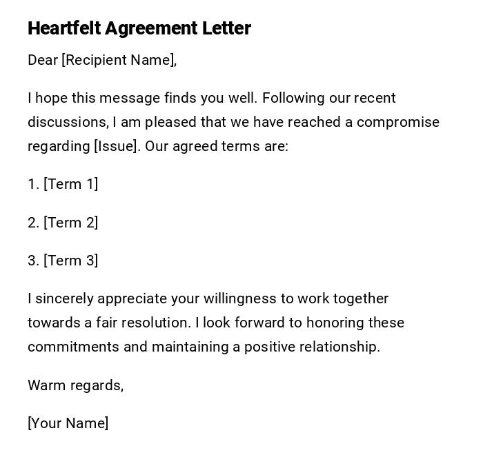 Heartfelt Agreement Letter Heartfelt Agreement Letter