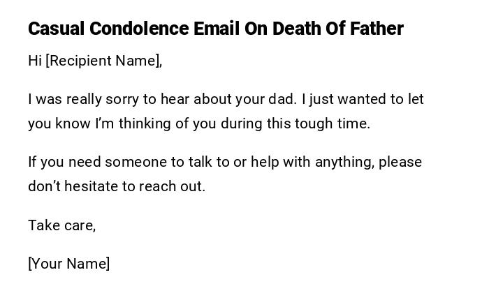 Casual Condolence Email On Death Of Father