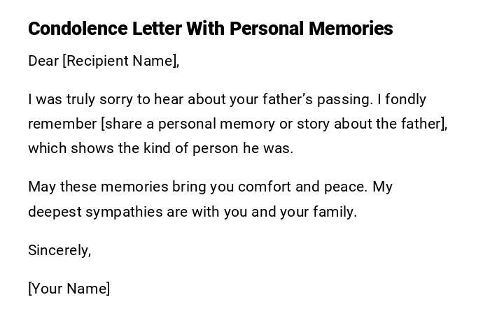 Condolence Letter With Personal Memories