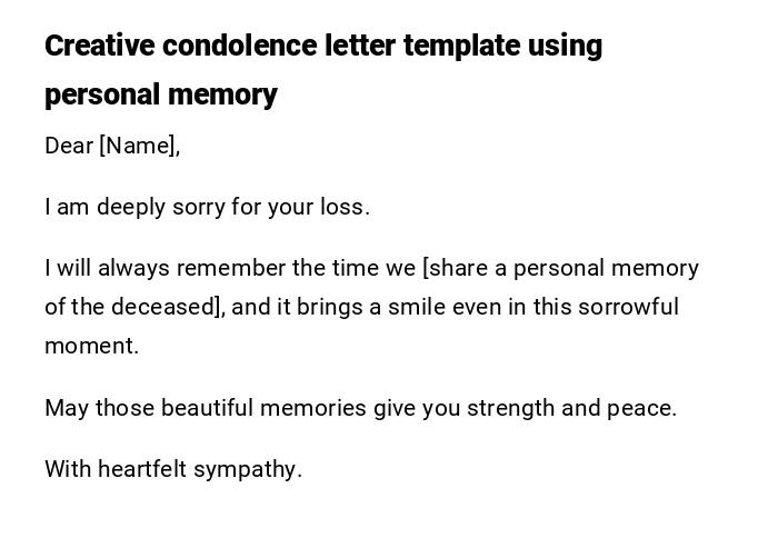 Creative condolence letter template using personal memory Creative condolence letter template using personal memory