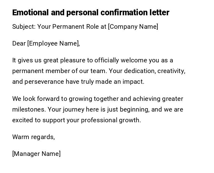 Emotional and personal confirmation letter Emotional and personal confirmation letter