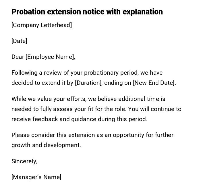 Probation extension notice with explanation Probation extension notice with explanation