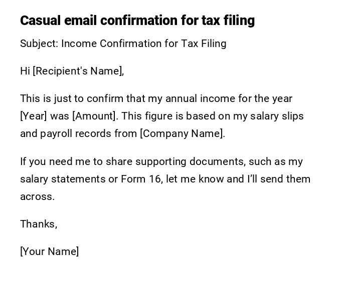 Casual email confirmation for tax filing
