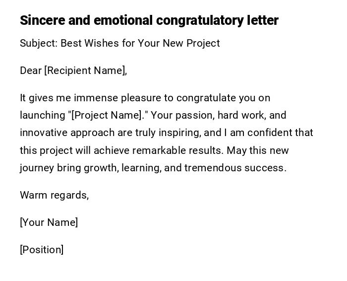 Sincere and emotional congratulatory letter Sincere and emotional congratulatory letter