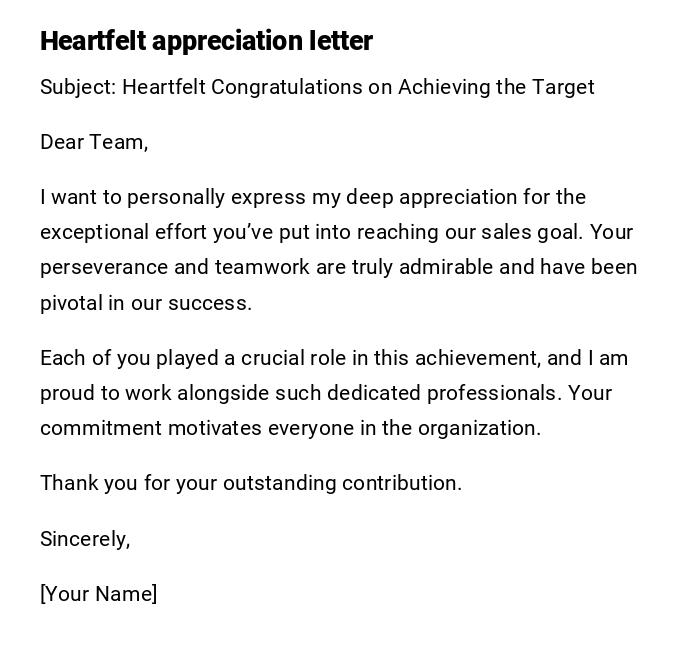 Heartfelt appreciation letter Heartfelt appreciation letter