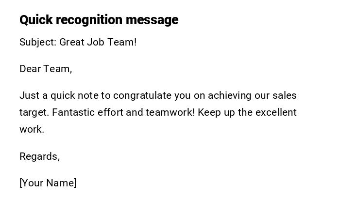 Quick recognition message Quick recognition message