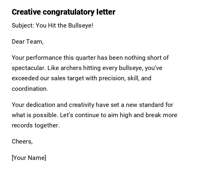 Creative congratulatory letter Creative congratulatory letter