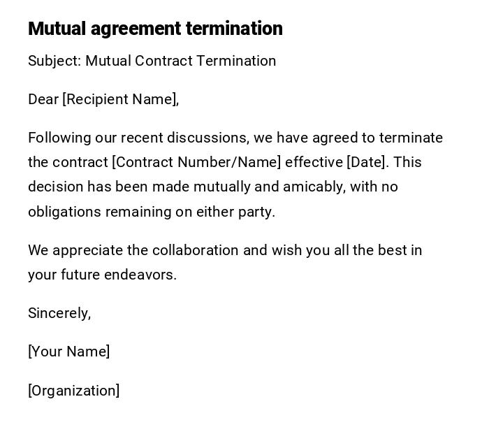 Mutual agreement termination Mutual agreement termination