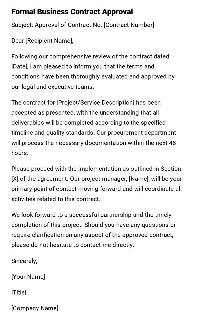 Formal Business Contract Approval
