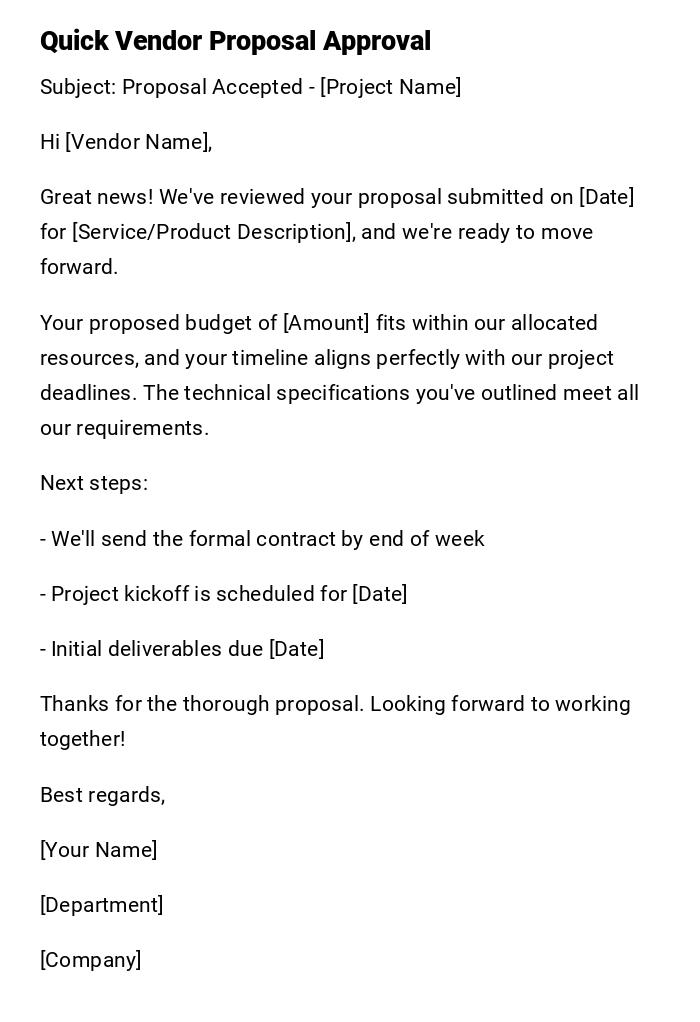 Quick Vendor Proposal Approval