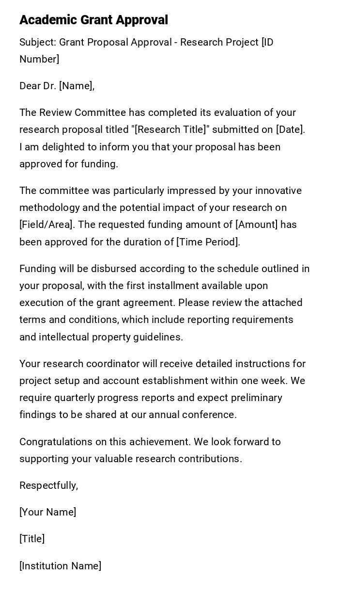Academic Grant Approval