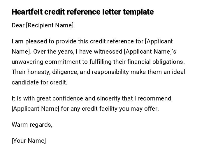 Heartfelt credit reference letter template Heartfelt credit reference letter template