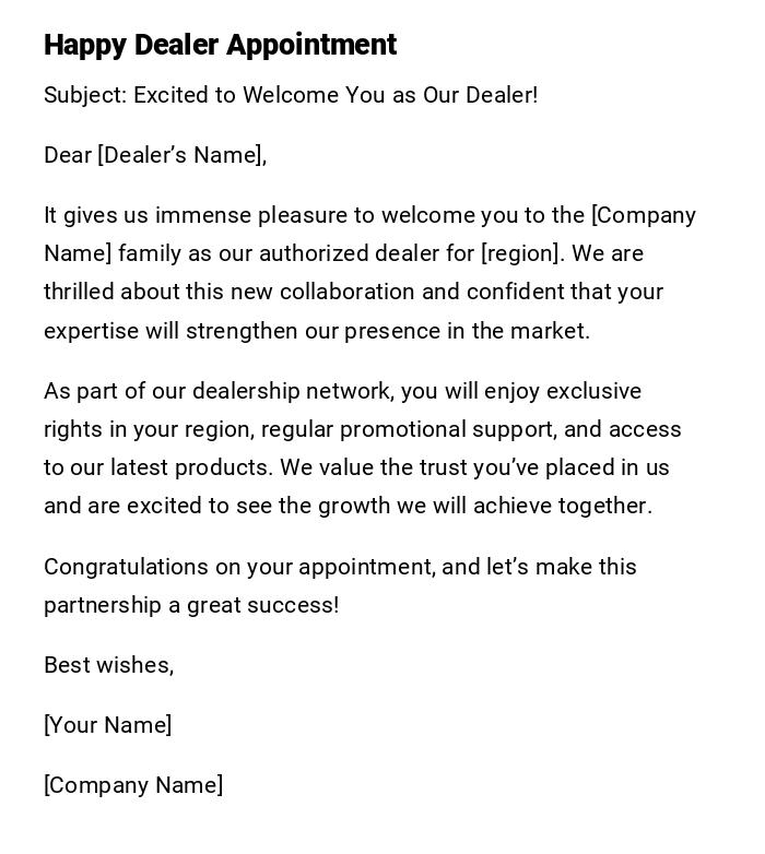 Happy Dealer Appointment