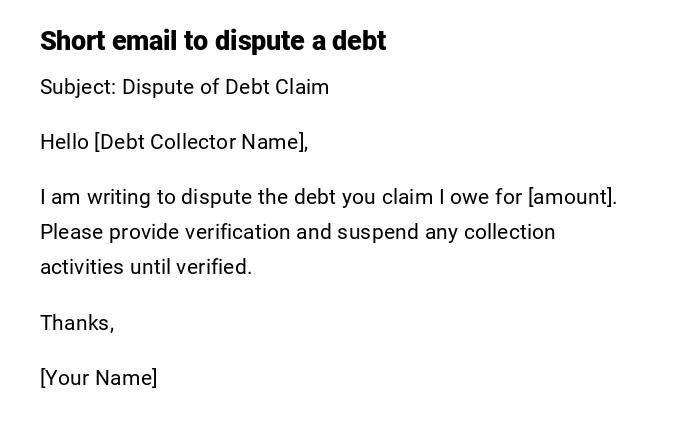 Short email to dispute a debt Short email to dispute a debt