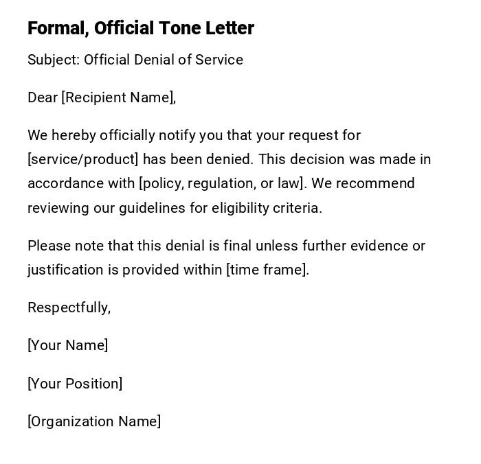 Formal, Official Tone Letter Formal, Official Tone Letter