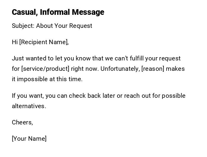 Casual, Informal Message Casual, Informal Message
