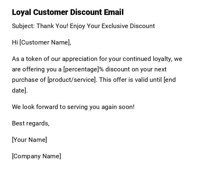 Loyal Customer Discount Email