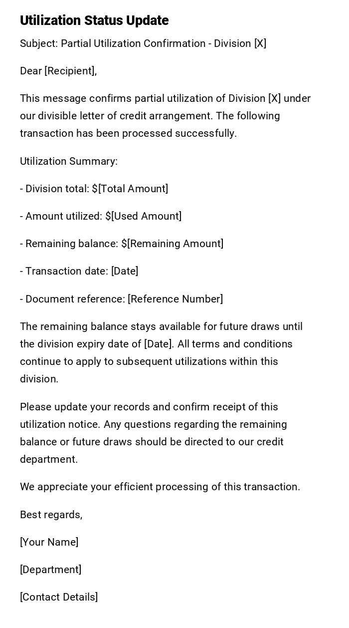 Utilization Status Update Utilization Status Update