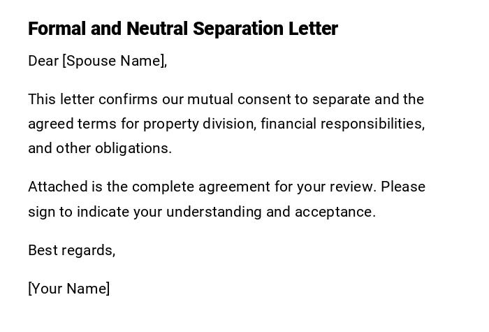Formal and Neutral Separation Letter Formal and Neutral Separation Letter