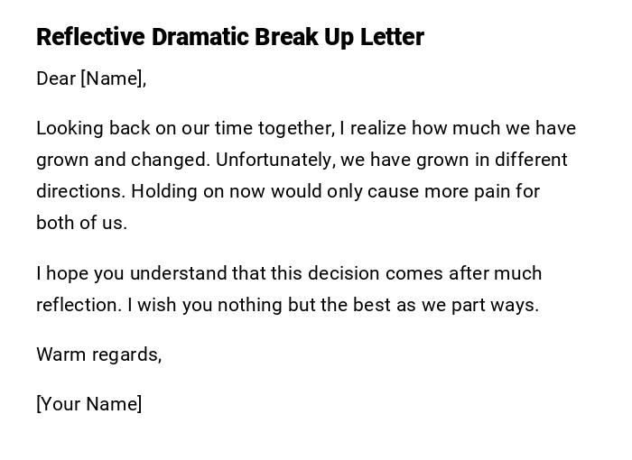 Reflective Dramatic Break Up Letter Reflective Dramatic Break Up Letter