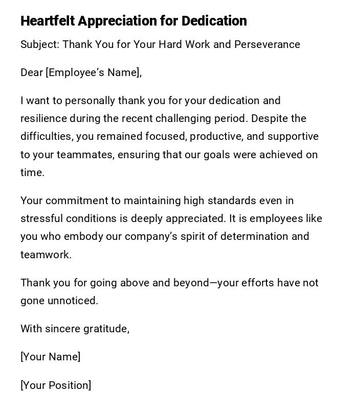 Heartfelt Appreciation for Dedication Heartfelt Appreciation for Dedication