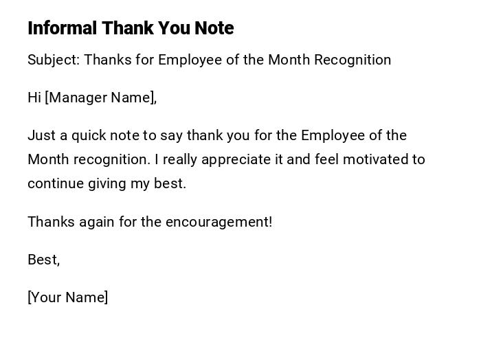 Informal Thank You Note Informal Thank You Note