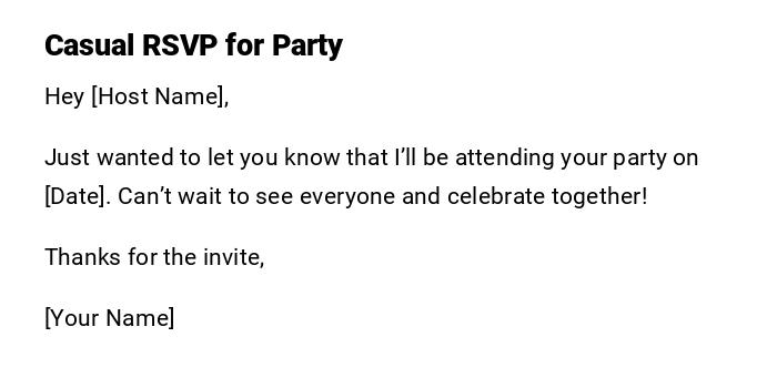 Casual RSVP for Party Casual RSVP for Party