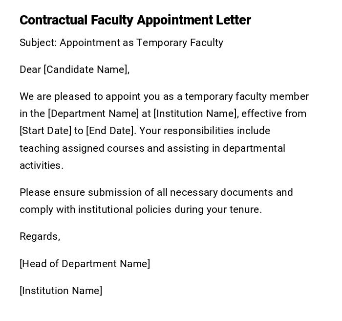 Contractual Faculty Appointment Letter