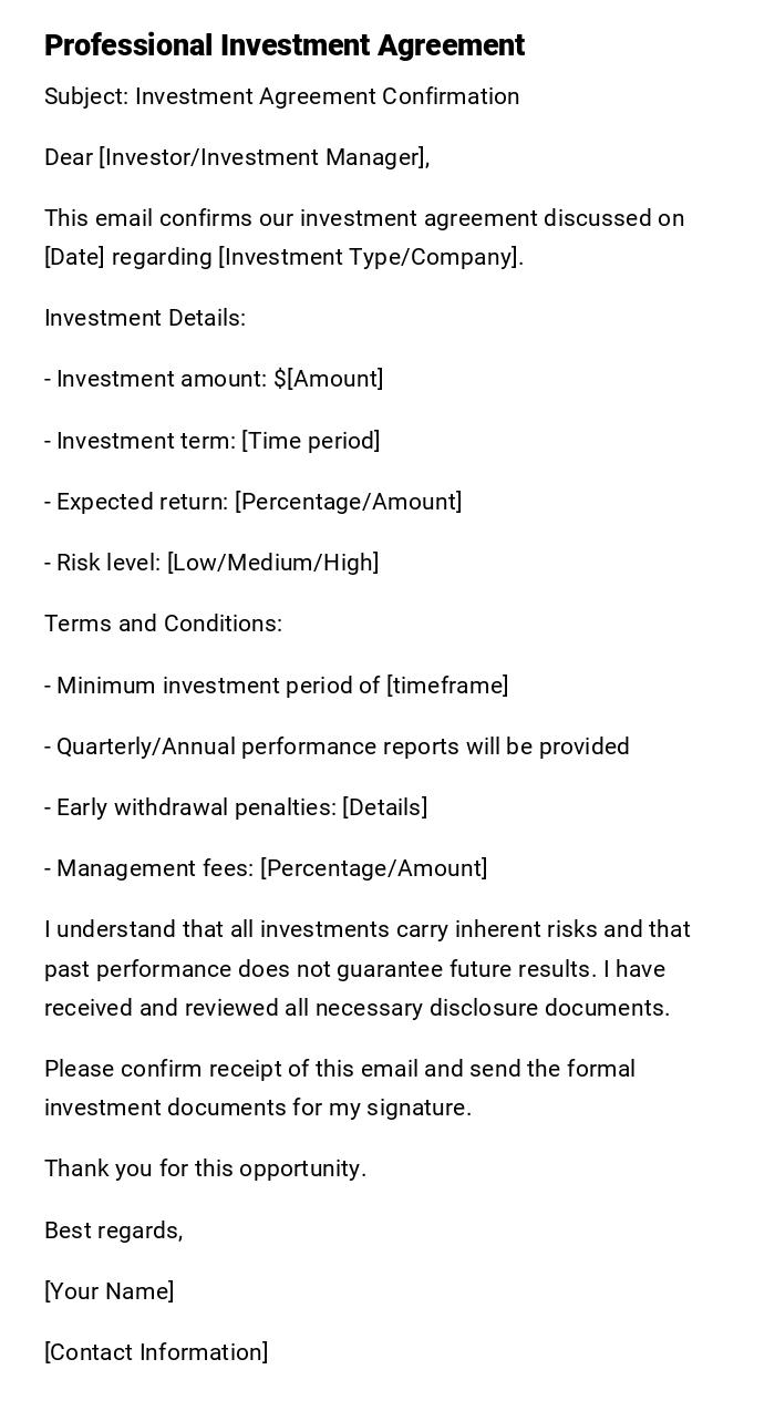 Professional Investment Agreement Professional Investment Agreement