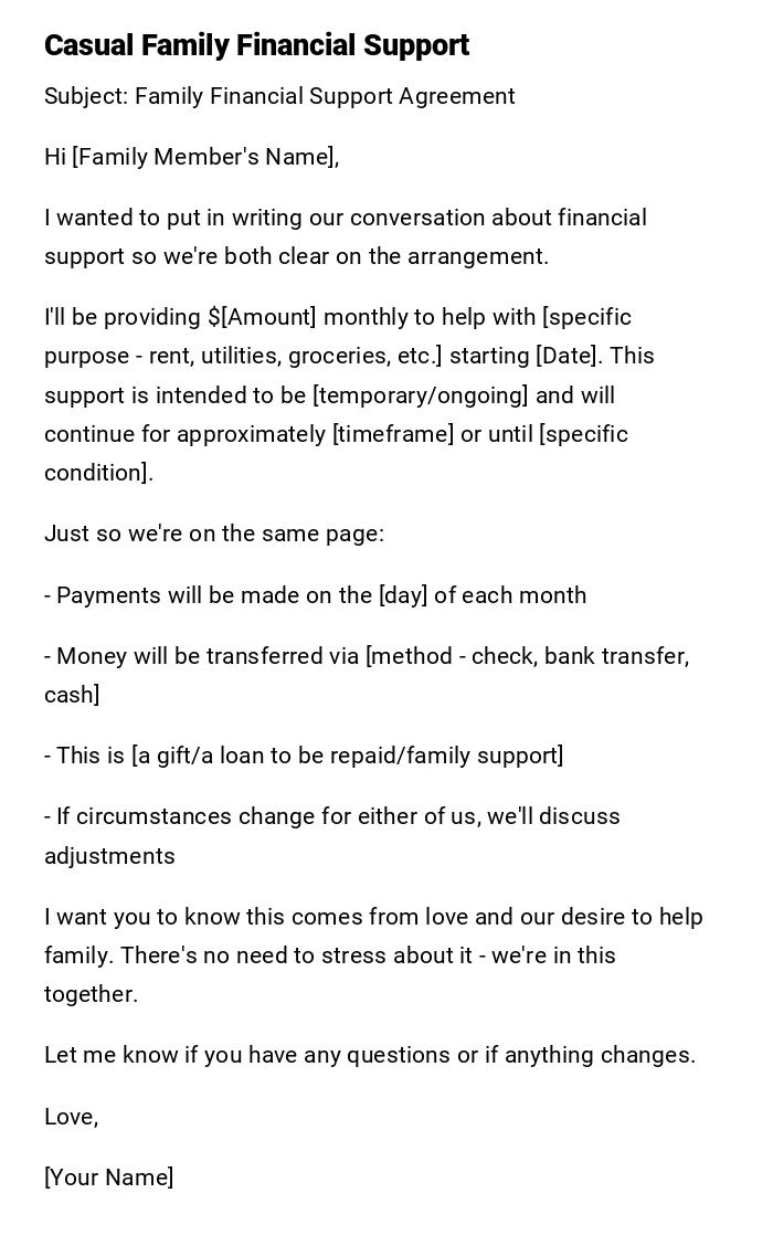 Casual Family Financial Support Casual Family Financial Support